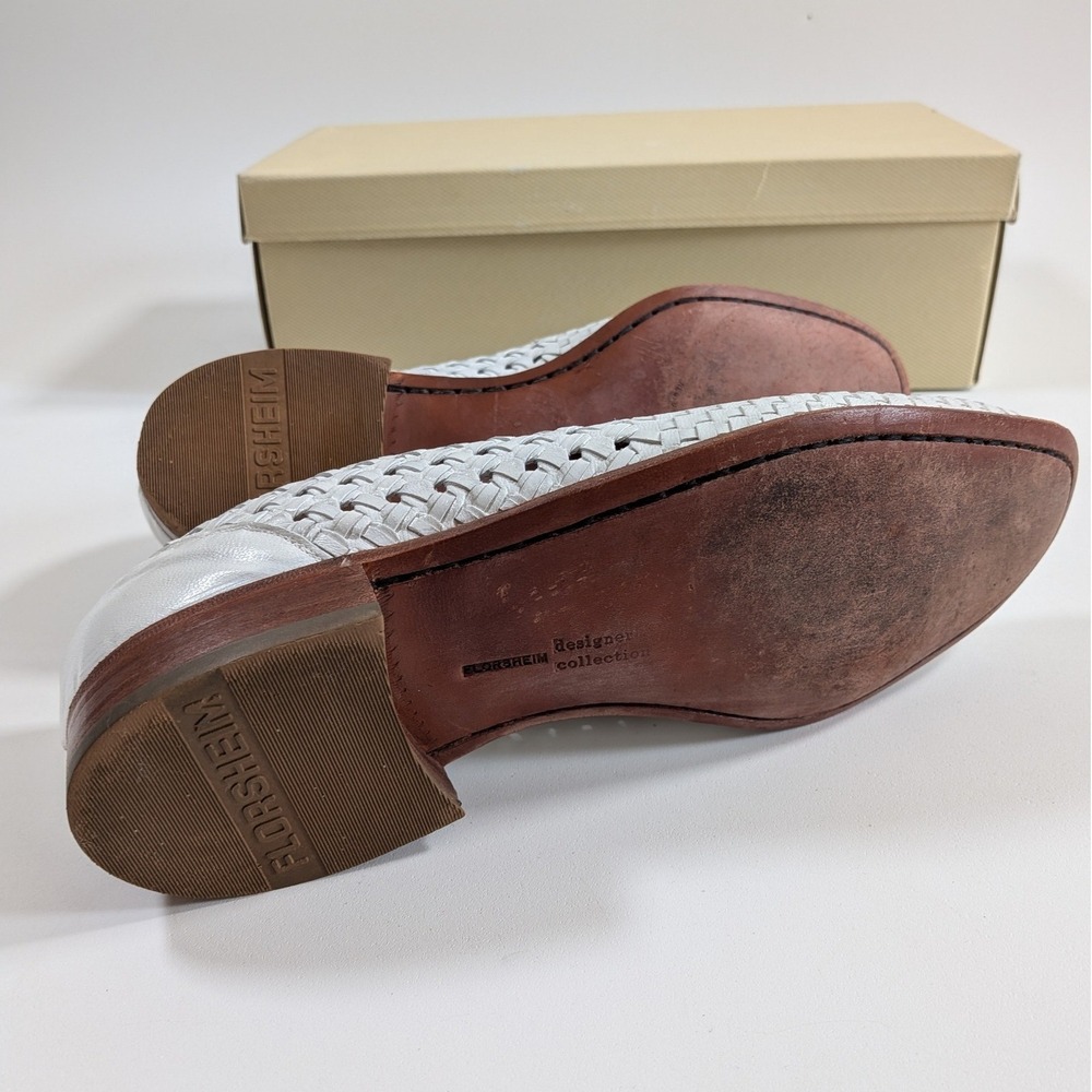 Florsheim Designer Collection Eton White Woven Leather Loafers Men's 7.5 D 43013 - Picture 7 of 9